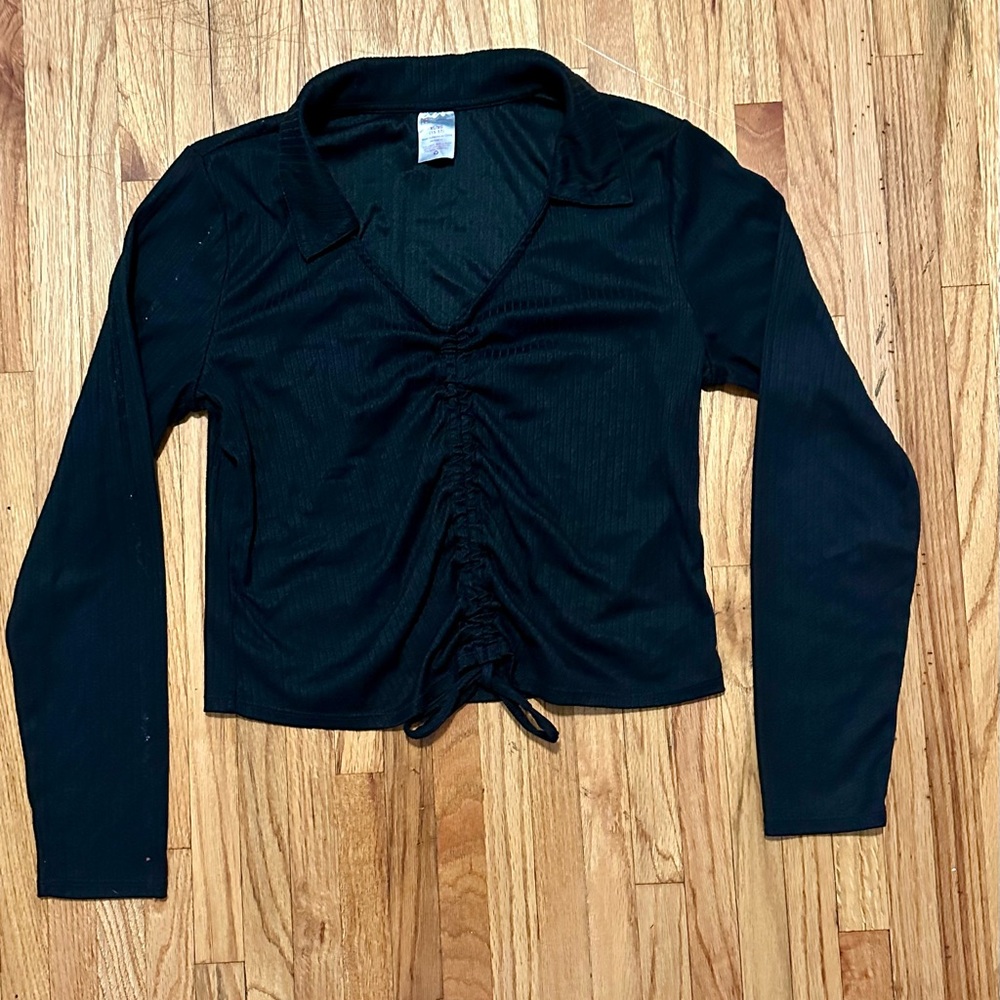 No Boundaries Black Ruched Blouse